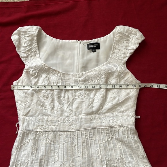 Adrianna Papell Sz 14 White Jacquard Print and Embroidered Capped Sleeve Dress - Picture 13 of 15